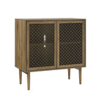 Meuble d'appoint moderne Dominik 32 pouces de haut, 2 portes, avec éclairage, par HULALA HOME