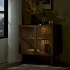 Meuble d'appoint moderne Dominik 32 pouces de haut, 2 portes, avec éclairage, par HULALA HOME