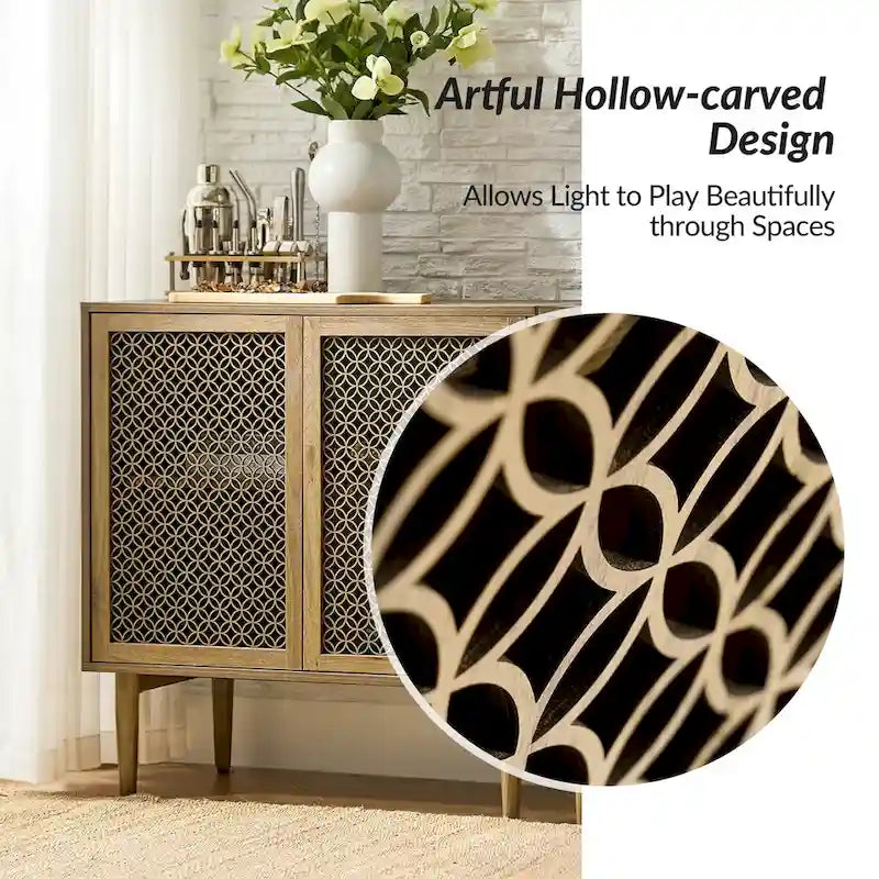 Meuble d'appoint moderne Dominik 32 pouces de haut, 2 portes, avec éclairage, par HULALA HOME