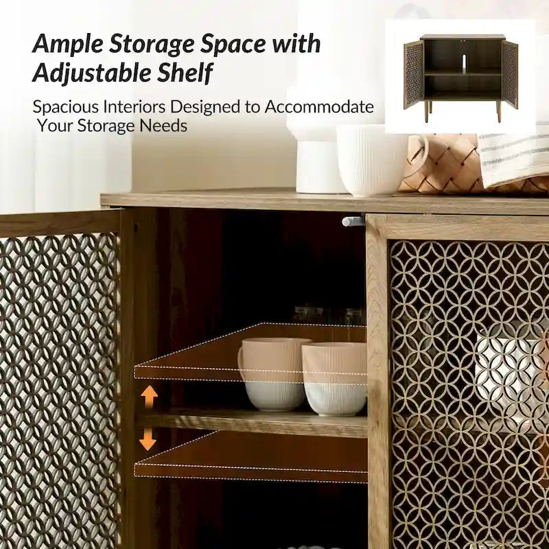 Meuble d'appoint moderne Dominik 32 pouces de haut, 2 portes, avec éclairage, par HULALA HOME