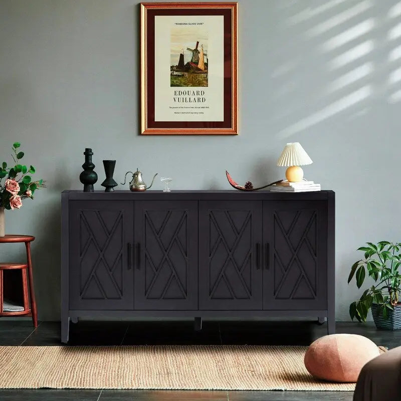 Buffet en bois sergé à 4 portes de style vintage