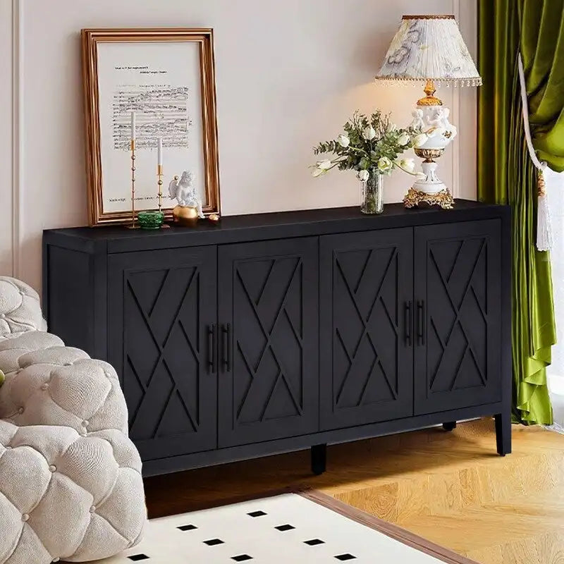 Buffet en bois sergé à 4 portes de style vintage