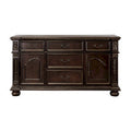 Finn 66 Inch Classic Wood Sideboard Buffet, Leaf Carved Molded Trim, Brown