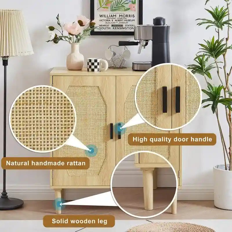 Buffet de cuisine GEITIN avec portes décoratives en rotin