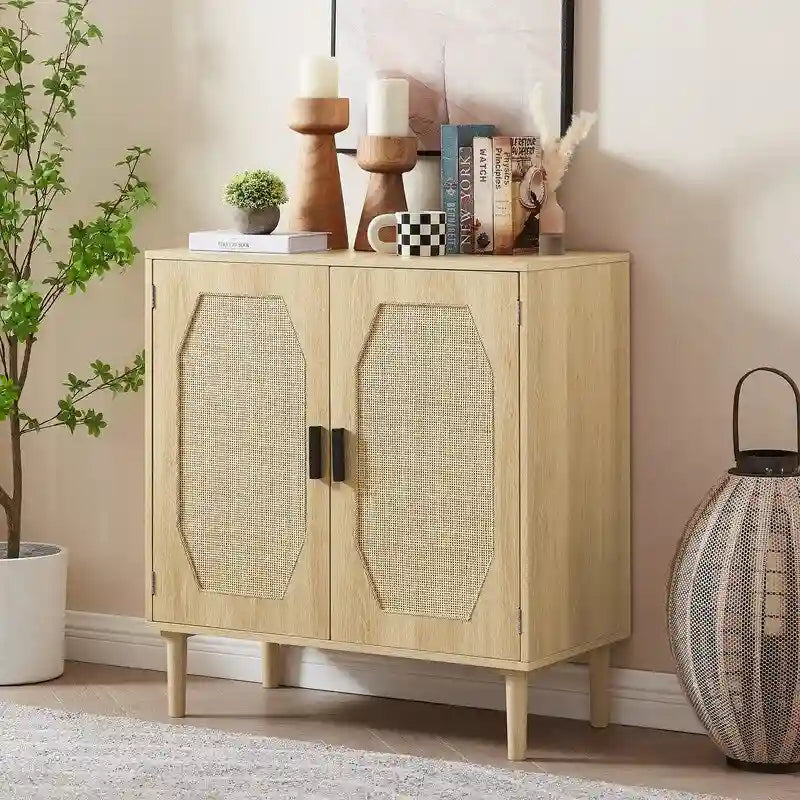 Buffet de cuisine GEITIN avec portes décoratives en rotin