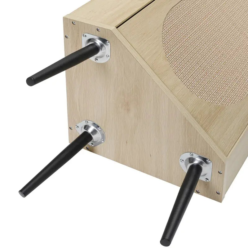 Meuble d'angle, porte en rotin, table d'angle autoportante pour petits espaces, étagère d'angle pour salon, cuisine, salle de bain