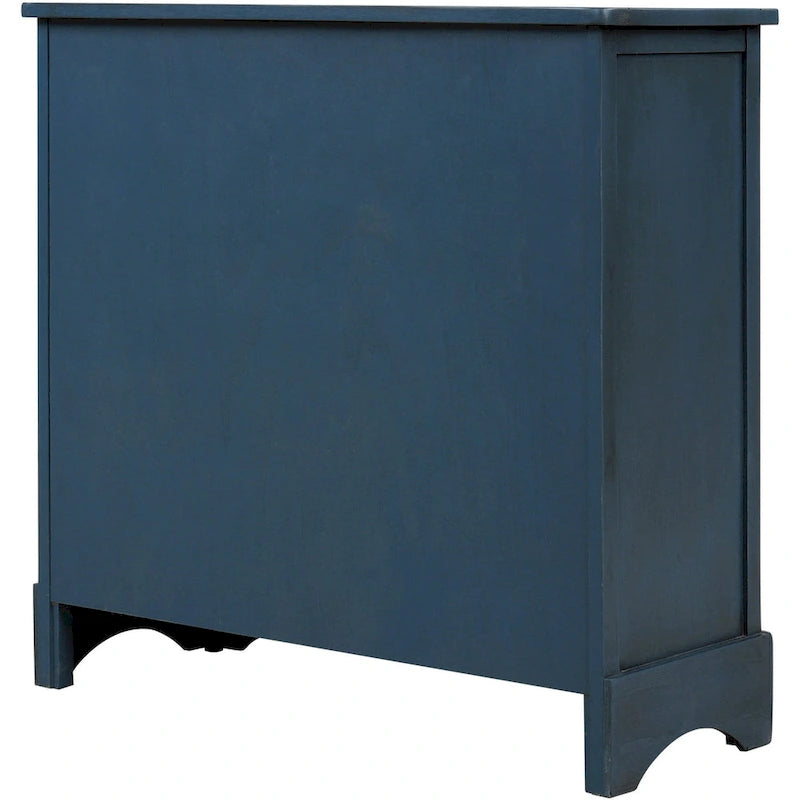 Armoire de rangement en bois massif avec deux tiroirs et quatre paniers en rotin (non assemblée)