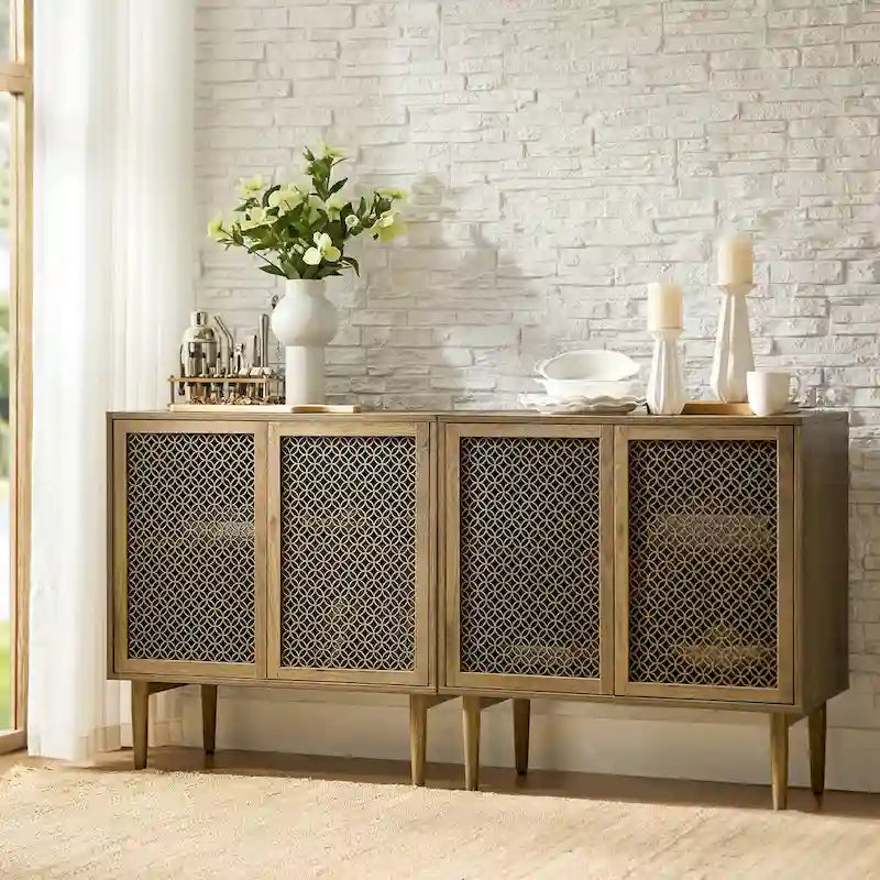 Ensemble de 2 meubles d'appoint modernes Dominik 32 pouces de haut à 2 portes avec éclairage intégré par HULALA HOME