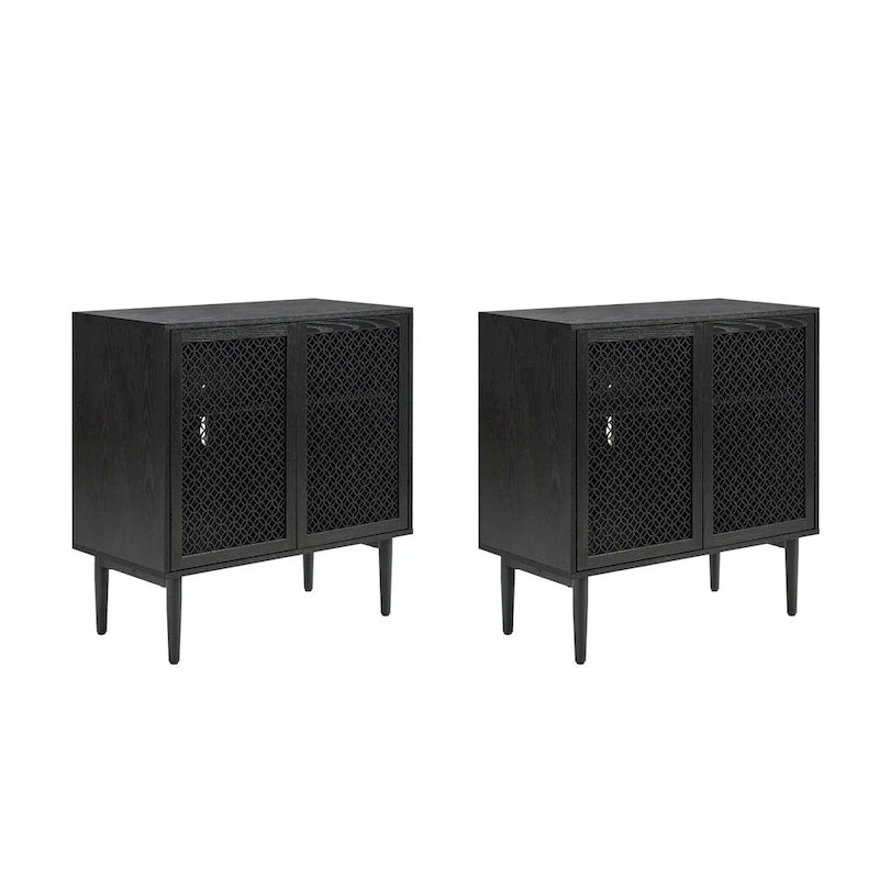 Ensemble de 2 meubles d'appoint modernes Dominik 32 pouces de haut à 2 portes avec éclairage intégré par HULALA HOME