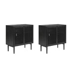 Ensemble de 2 meubles d'appoint modernes Dominik 32 pouces de haut à 2 portes avec éclairage intégré par HULALA HOME