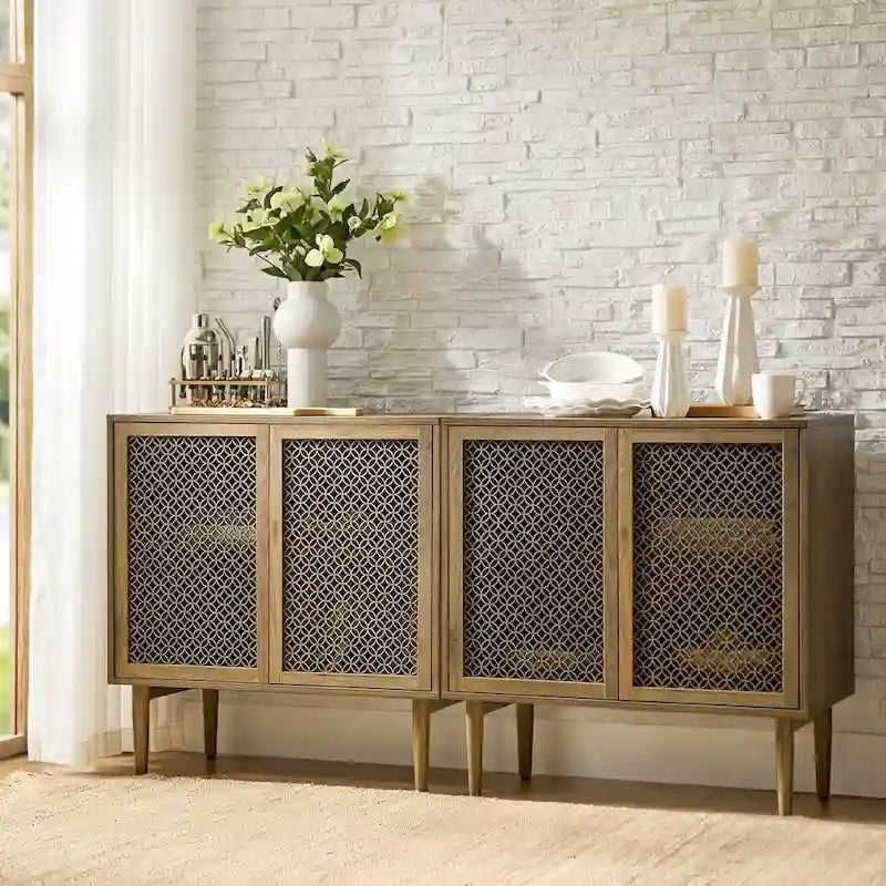 Ensemble de 2 meubles d'appoint modernes Dominik 32 pouces de haut à 2 portes avec éclairage intégré par HULALA HOME