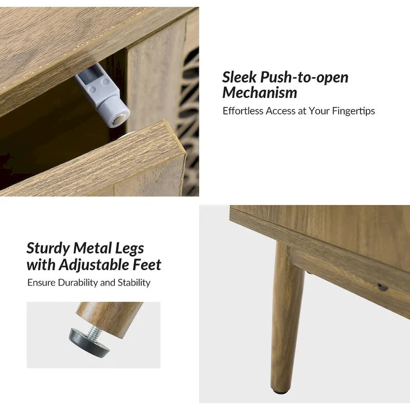 Ensemble de 2 meubles d'appoint modernes Dominik 32 pouces de haut à 2 portes avec éclairage intégré par HULALA HOME