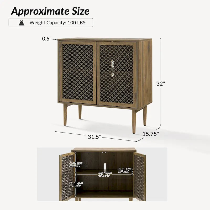 Ensemble de 2 meubles d'appoint modernes Dominik 32 pouces de haut à 2 portes avec éclairage intégré par HULALA HOME