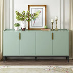 Buffet en bois à 4 portes, idéal pour un couloir, une entrée, un salon ou une chambre. Étagère réglable.