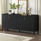 Buffet en bois à 4 portes, idéal pour un couloir, une entrée, un salon ou une chambre. Étagère réglable.