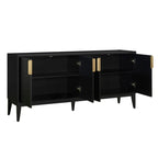 Buffet en bois à 4 portes, idéal pour un couloir, une entrée, un salon ou une chambre. Étagère réglable.