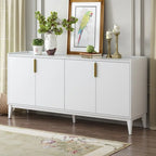 Buffet en bois à 4 portes, idéal pour un couloir, une entrée, un salon ou une chambre. Étagère réglable.
