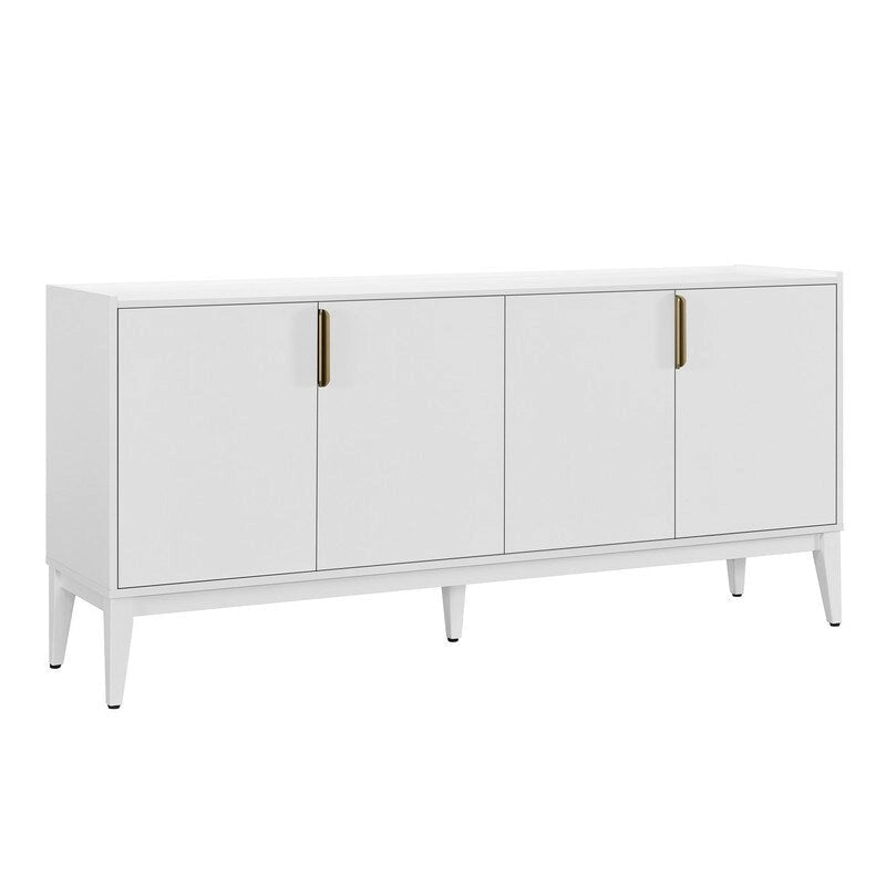 Buffet en bois à 4 portes, idéal pour un couloir, une entrée, un salon ou une chambre. Étagère réglable.