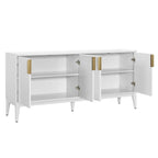 Buffet en bois à 4 portes, idéal pour un couloir, une entrée, un salon ou une chambre. Étagère réglable.