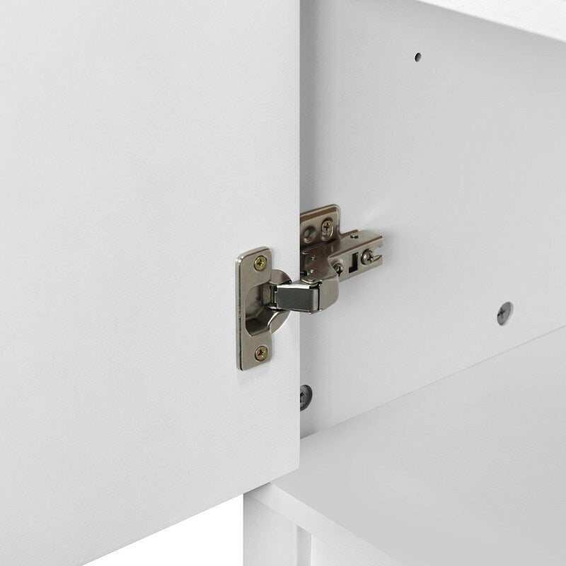 Buffet en bois à 4 portes, idéal pour un couloir, une entrée, un salon ou une chambre. Étagère réglable.