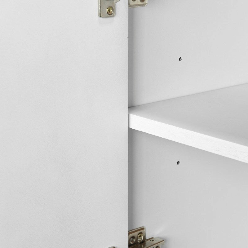 Buffet en bois à 4 portes, idéal pour un couloir, une entrée, un salon ou une chambre. Étagère réglable.
