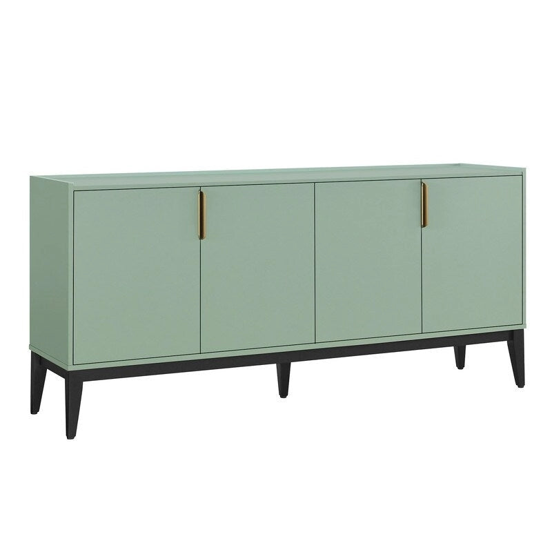 Buffet en bois à 4 portes, idéal pour un couloir, une entrée, un salon ou une chambre. Étagère réglable.