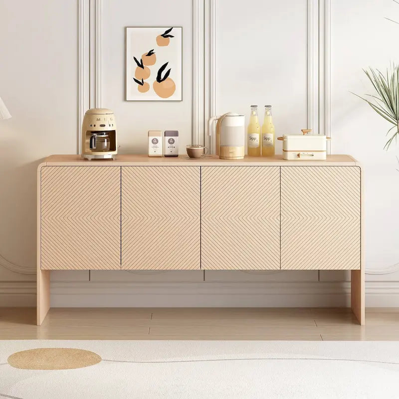 Buffet/vaisselier minimaliste de 60 pouces avec 4 portes