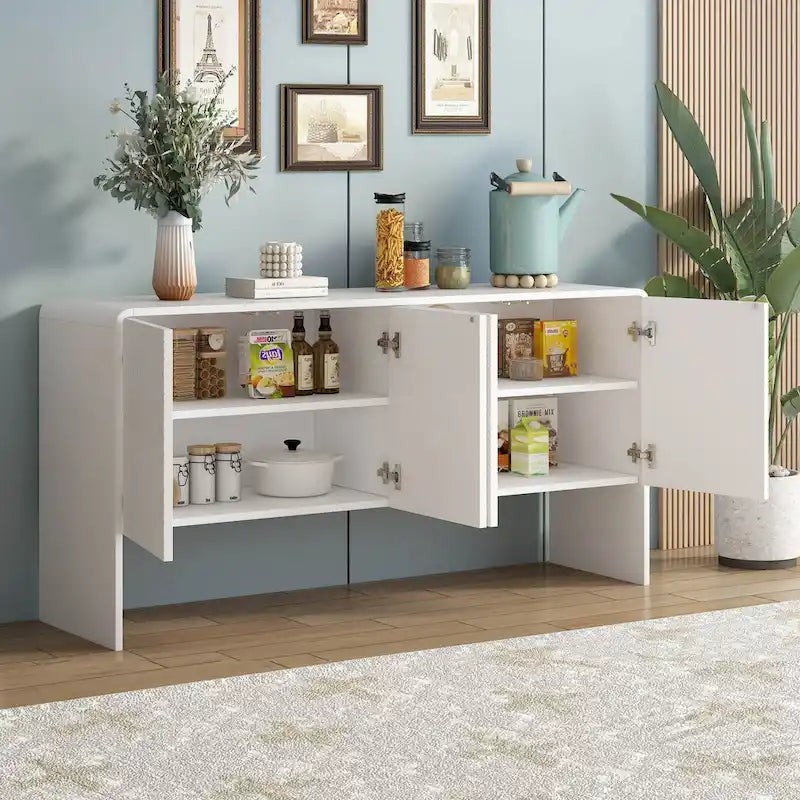 Buffet/vaisselier minimaliste de 60 pouces avec 4 portes