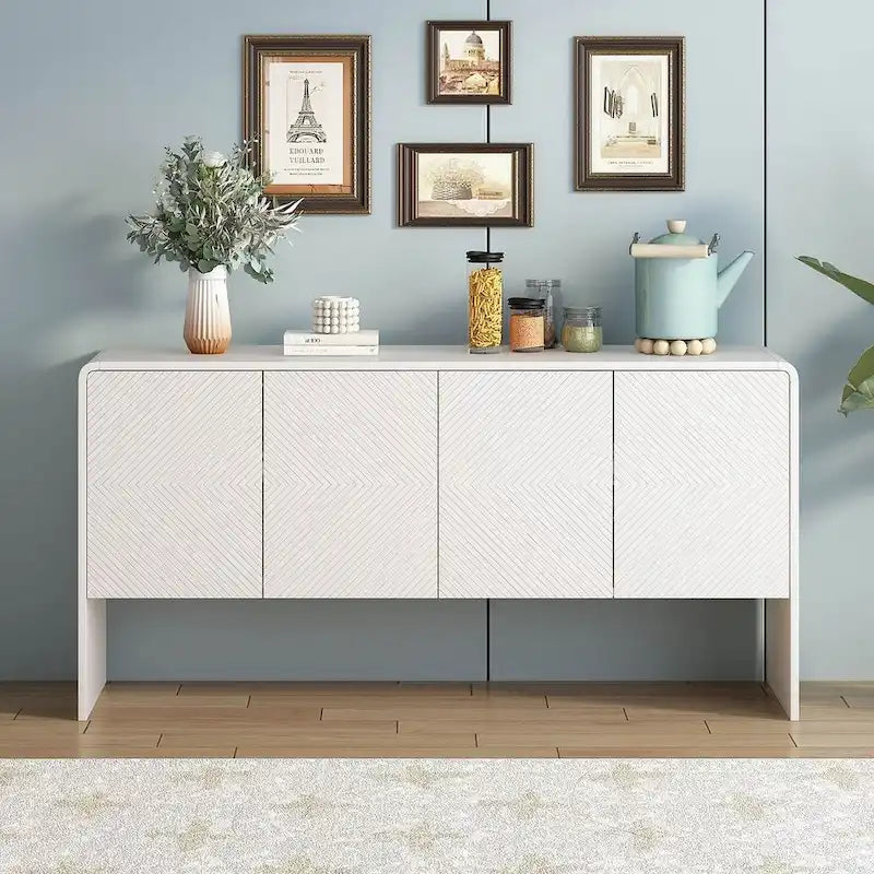 Buffet/vaisselier minimaliste de 60 pouces avec 4 portes
