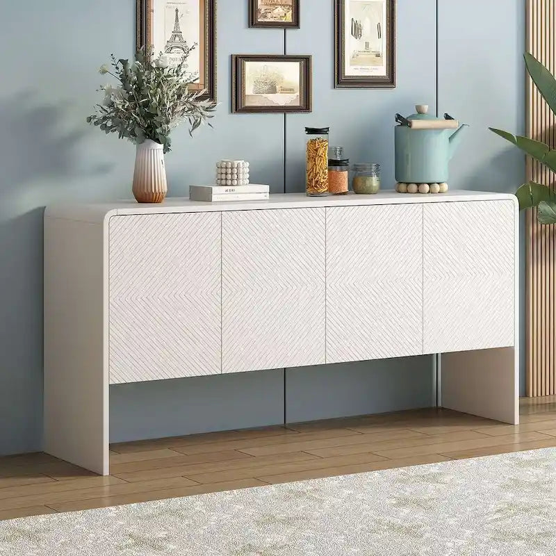 Buffet/vaisselier minimaliste de 60 pouces avec 4 portes