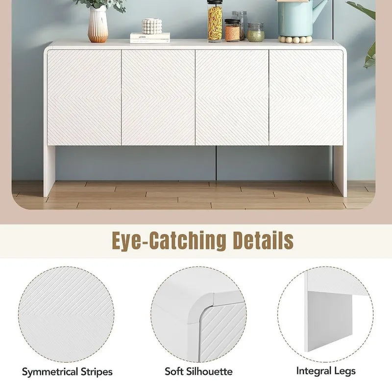 Buffet/vaisselier minimaliste de 60 pouces avec 4 portes