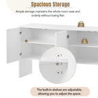 Buffet/vaisselier minimaliste de 60 pouces avec 4 portes