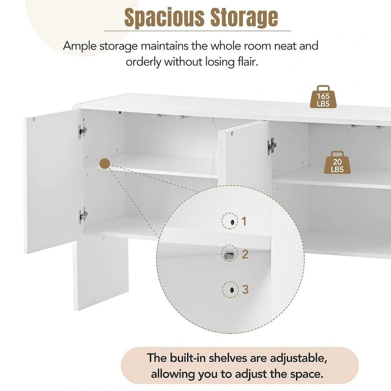 Buffet/vaisselier minimaliste de 60 pouces avec 4 portes
