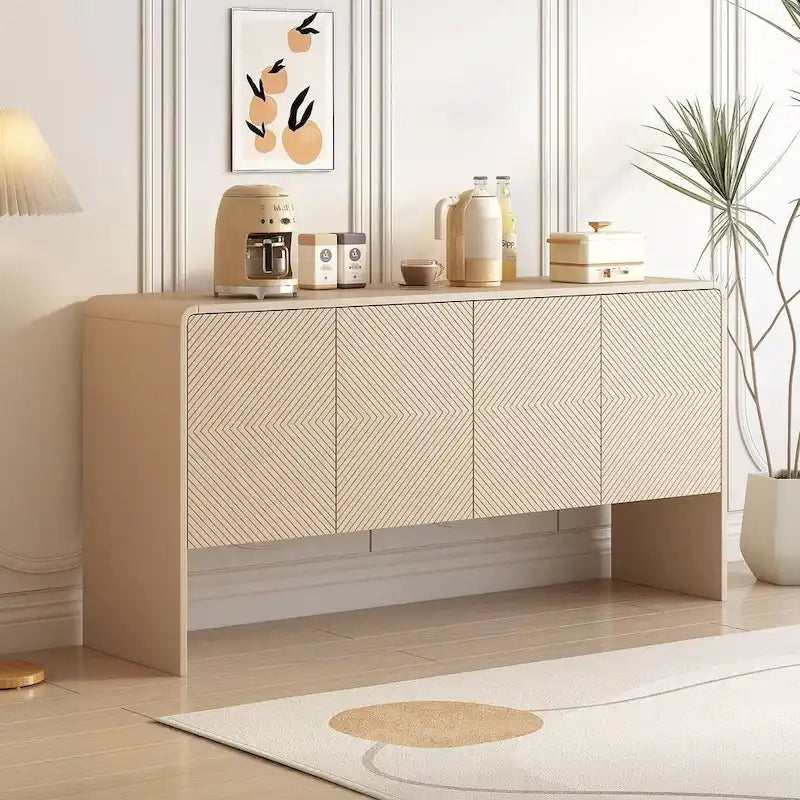 Buffet/vaisselier minimaliste de 60 pouces avec 4 portes