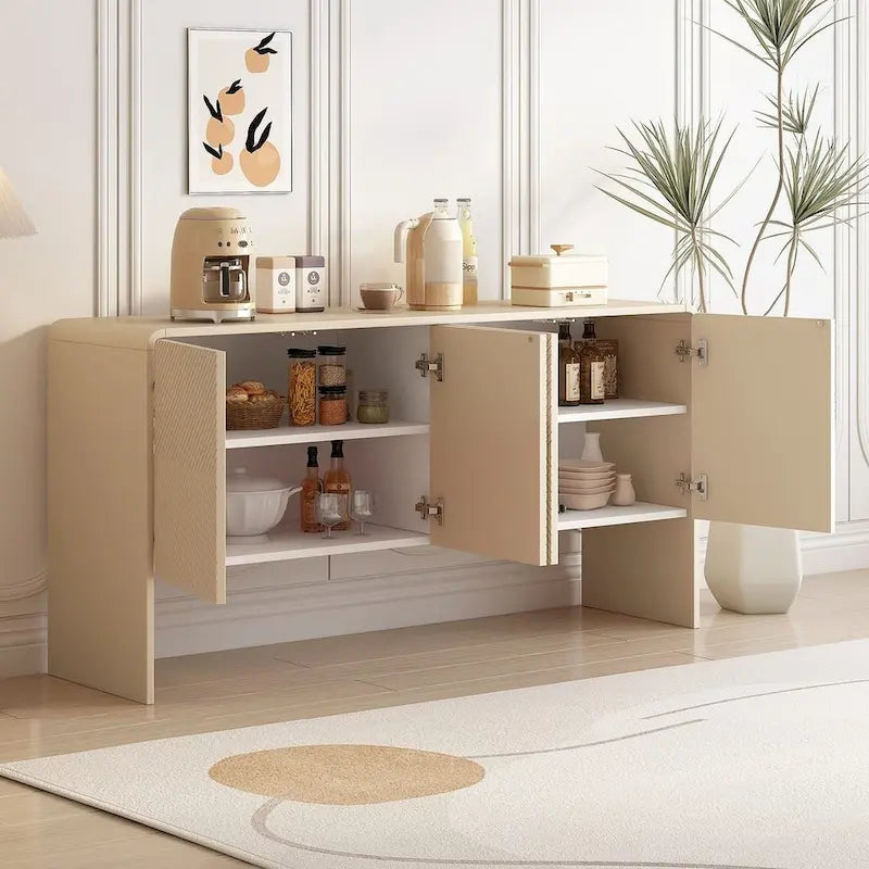 Buffet/vaisselier minimaliste de 60 pouces avec 4 portes