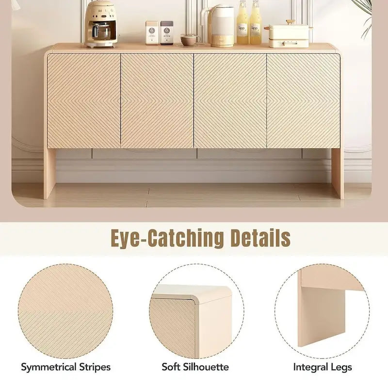 Buffet/vaisselier minimaliste de 60 pouces avec 4 portes