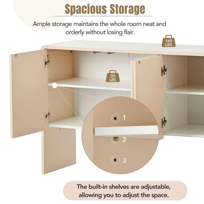 Buffet/vaisselier minimaliste de 60 pouces avec 4 portes