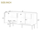 Buffet moderne et élégant à 4 portes avec poignées en métal doré, idéal pour la salle à manger, le salon, la chambre ou le couloir.