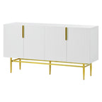 Buffet moderne et élégant à 4 portes avec poignées en métal doré, idéal pour la salle à manger, le salon, la chambre ou le couloir.