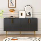 Buffet moderne et élégant à 4 portes avec poignées en métal doré, idéal pour la salle à manger, le salon, la chambre ou le couloir.