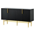Buffet moderne et élégant à 4 portes avec poignées en métal doré, idéal pour la salle à manger, le salon, la chambre ou le couloir.