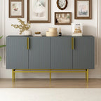 Buffet moderne et élégant à 4 portes avec poignées en métal doré, idéal pour la salle à manger, le salon, la chambre ou le couloir.