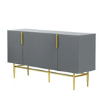 Buffet moderne et élégant à 4 portes avec poignées en métal doré, idéal pour la salle à manger, le salon, la chambre ou le couloir.
