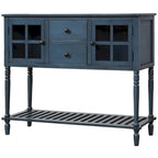 Console buffet avec étagère inférieure et meuble de rangement style ferme en bois et verre - 42 po L x 14 po l x 34,2 po H