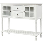 Console buffet avec étagère inférieure et meuble de rangement style ferme en bois et verre - 42 po L x 14 po l x 34,2 po H