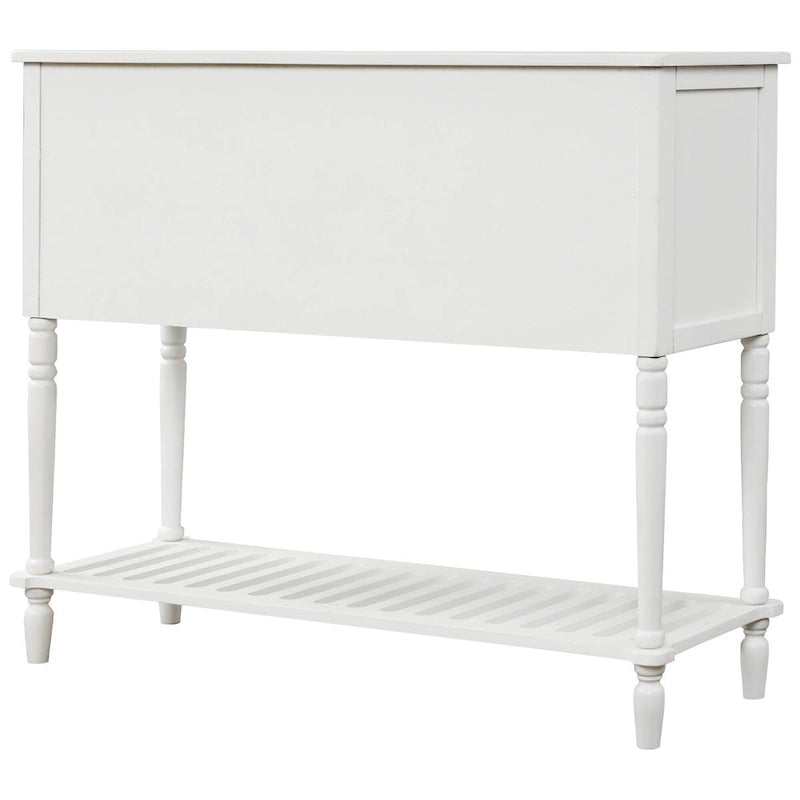 Console buffet avec étagère inférieure et meuble de rangement style ferme en bois et verre - 42 po L x 14 po l x 34,2 po H