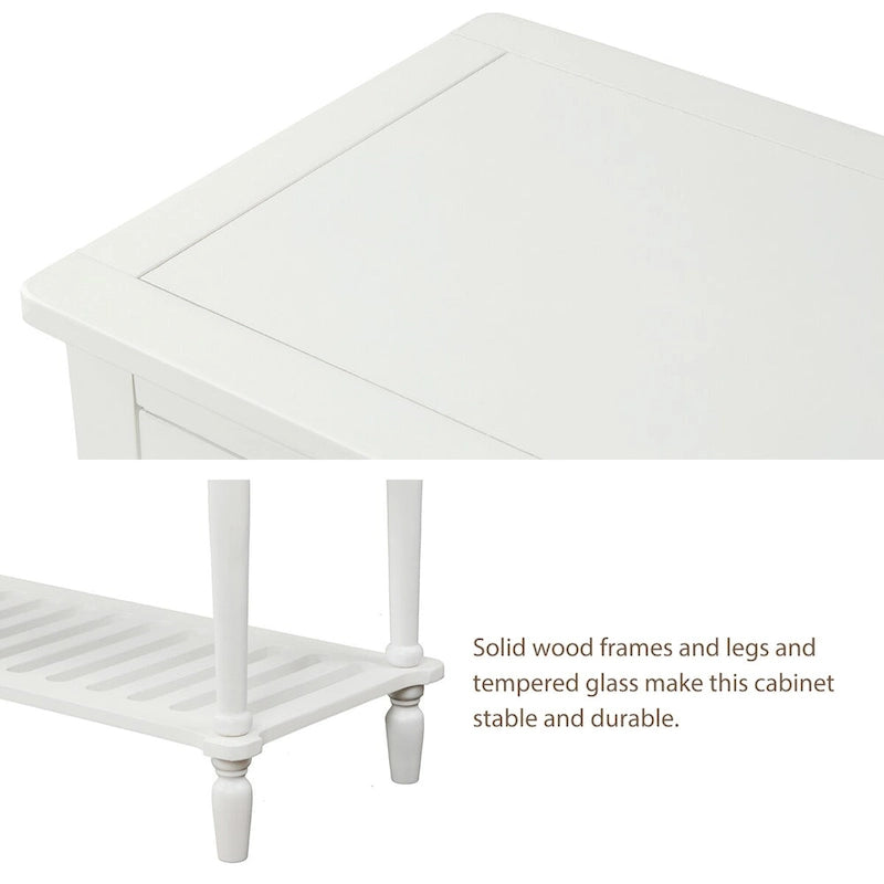 Console buffet avec étagère inférieure et meuble de rangement style ferme en bois et verre - 42 po L x 14 po l x 34,2 po H