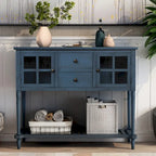 Console buffet avec étagère inférieure et meuble de rangement style ferme en bois et verre - 42 po L x 14 po l x 34,2 po H
