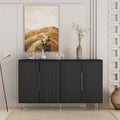 Buffet moderne blanc avec rangement, buffet cannelé grand format avec étagères réglables, meuble console d'appoint