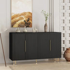 Buffet moderne blanc avec rangement, buffet cannelé grand format avec étagères réglables, meuble console d'appoint